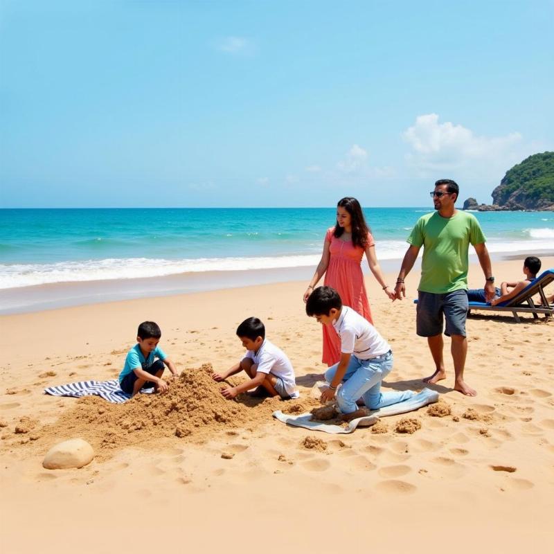 A family enjoying their beach vacation