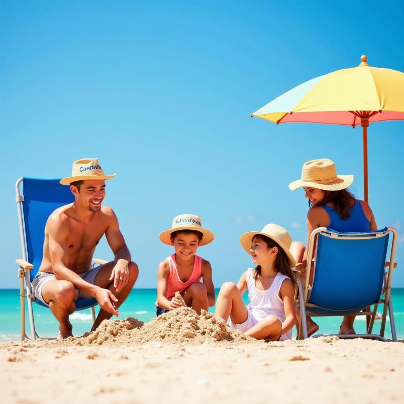 Family enjoying a beach vacation with Carnival Tours