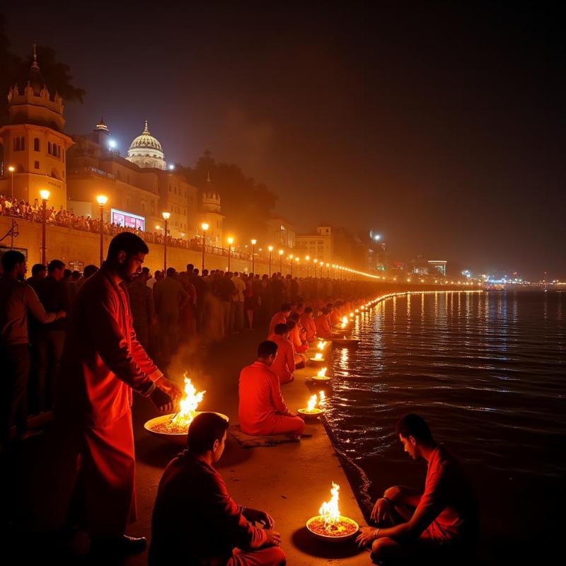 Ganga Aarti Ceremony Varanasi at Night