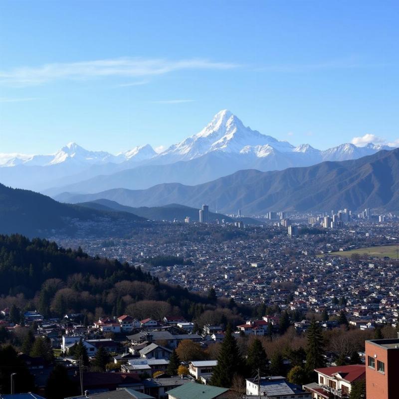 Gangtok city view with Kanchenjunga range in the background