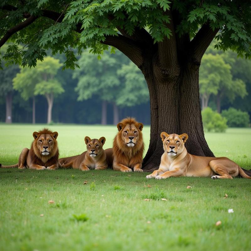 Gir National Park Lions near Diu