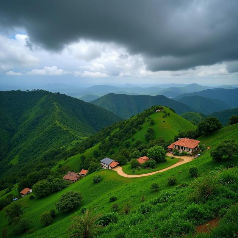 Lush green scenery of Goa during monsoon season