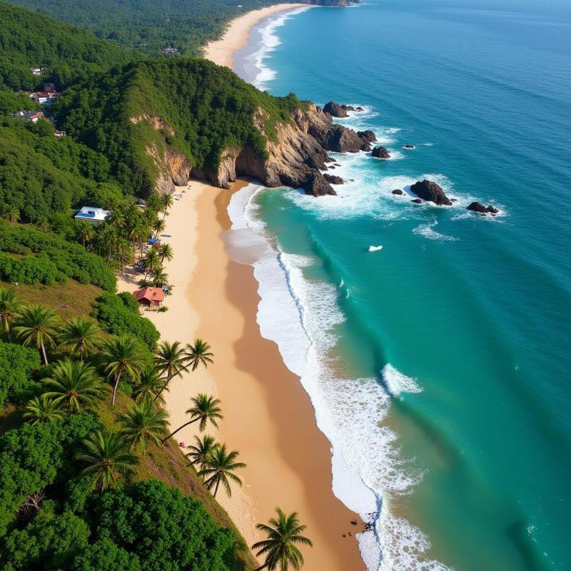 Gokarna Om Beach Aerial View