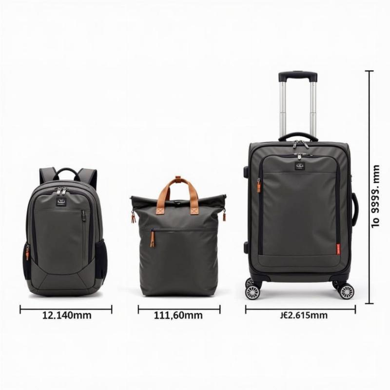 Comparing different hand carry travel bag sizes