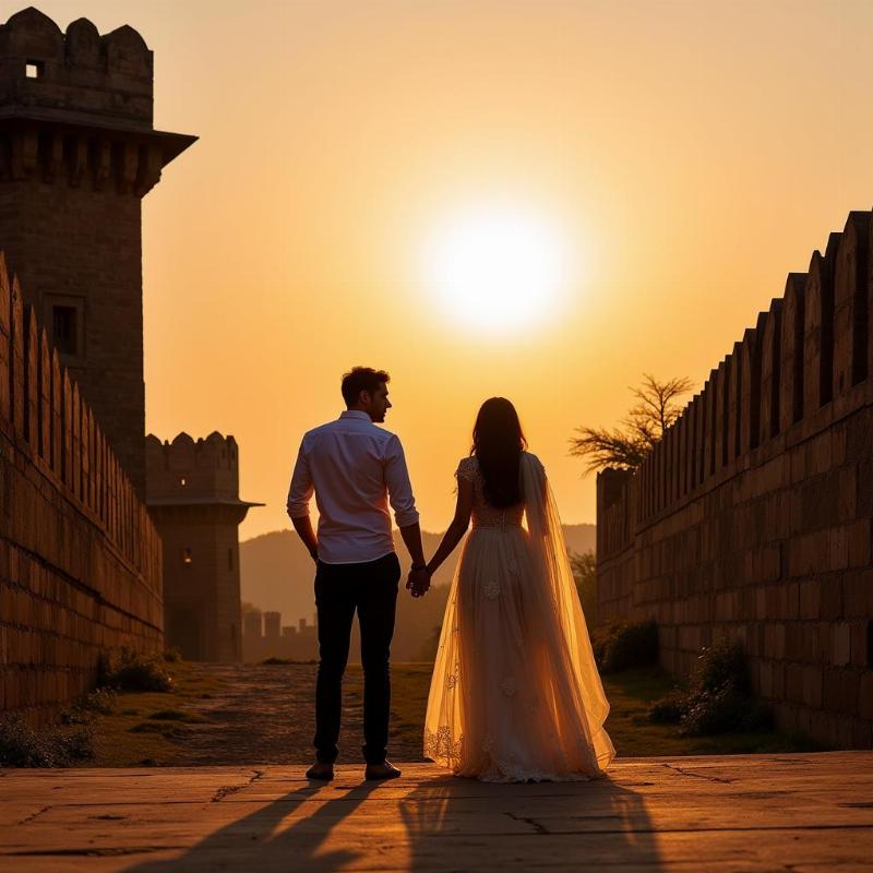 Pre-wedding shoot at a historic fort