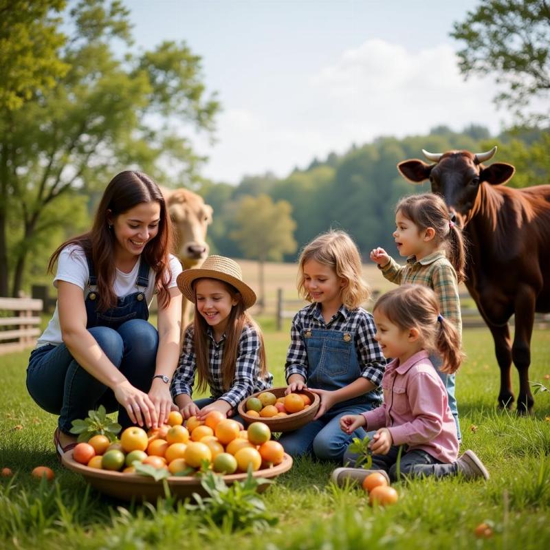 Family Enjoying Farm Activities