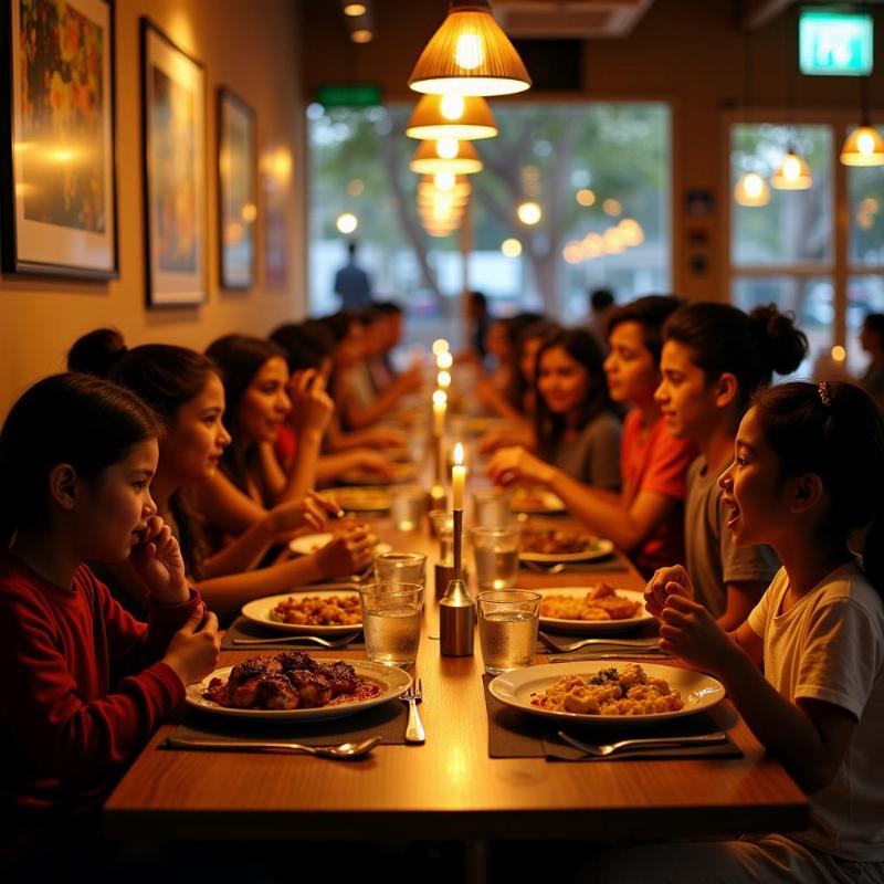 Families enjoying dinner at a restaurant in HSR Layout