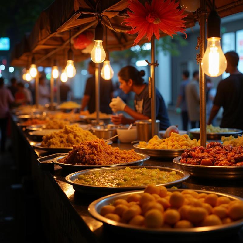 Hyderabad street food vendors at night