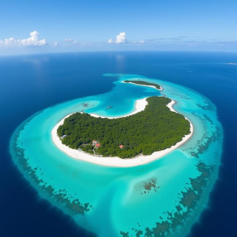 Aerial view of Ile aux Cerfs