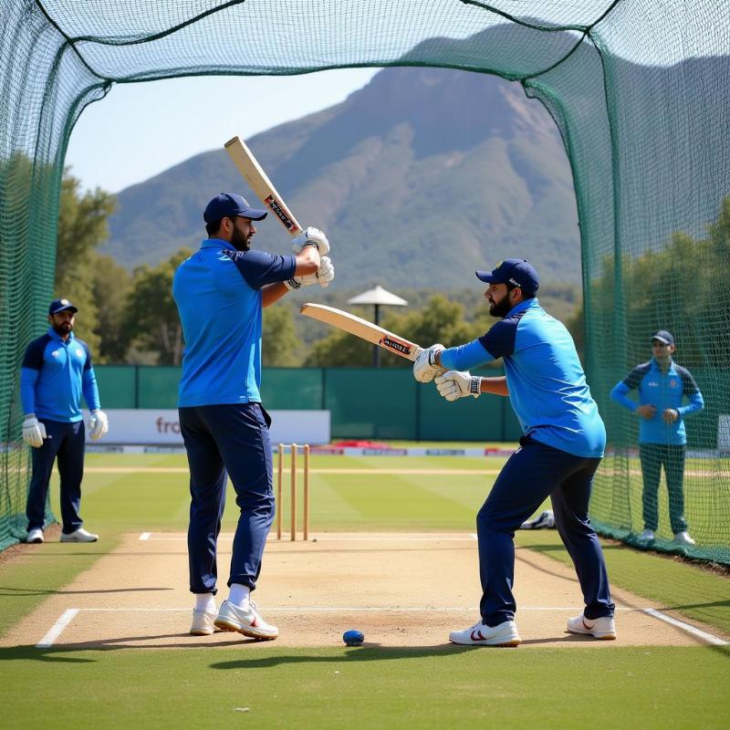 India Team Practicing in the Nets in South Africa