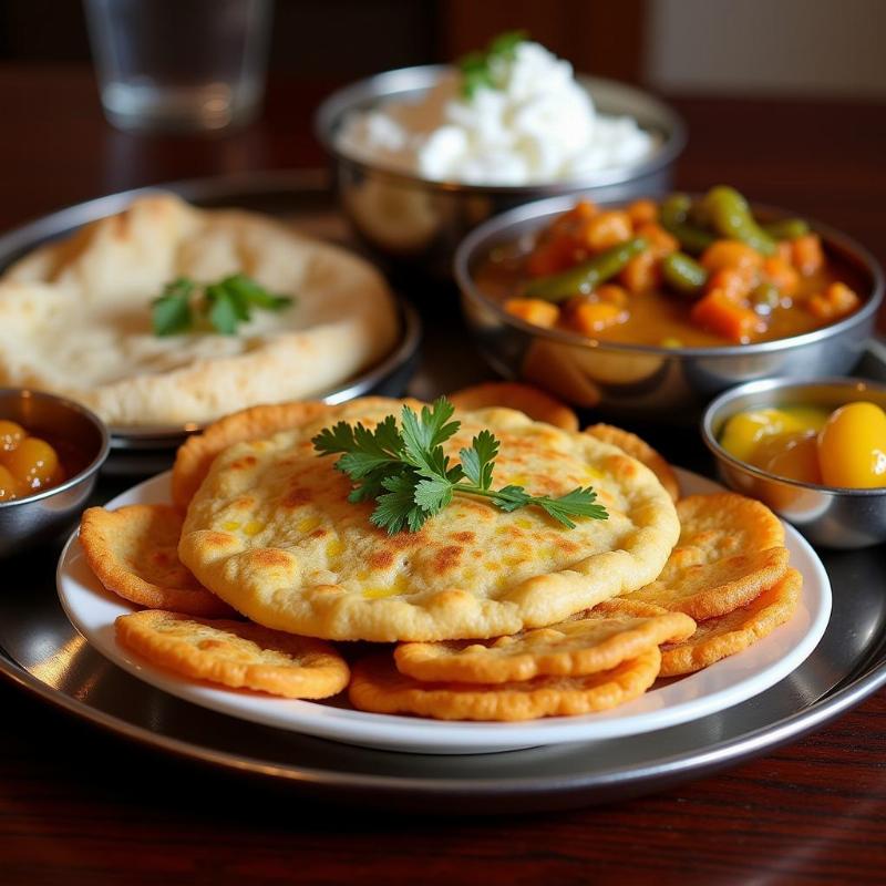 A traditional Indian breakfast thali in Connaught Place