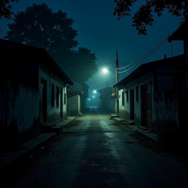 Jagatpura village at night with a spooky, desolate atmosphere