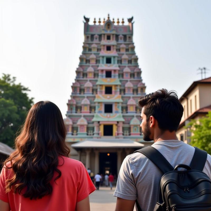 Couple Visiting Kapaleeshwarar Temple, Chennai