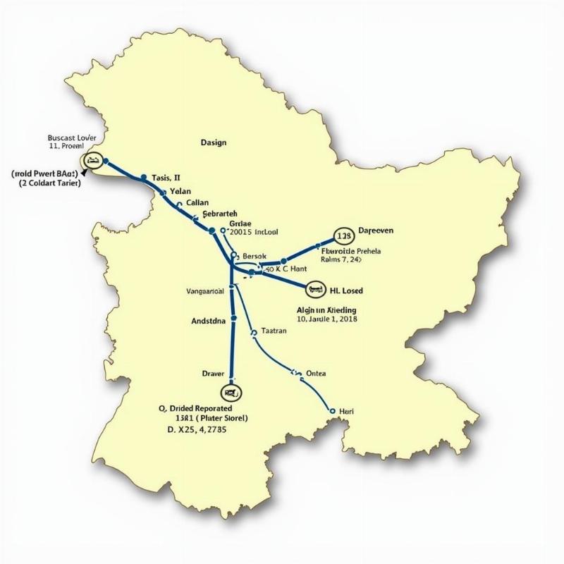 Kashmir Travel Map Showing Routes