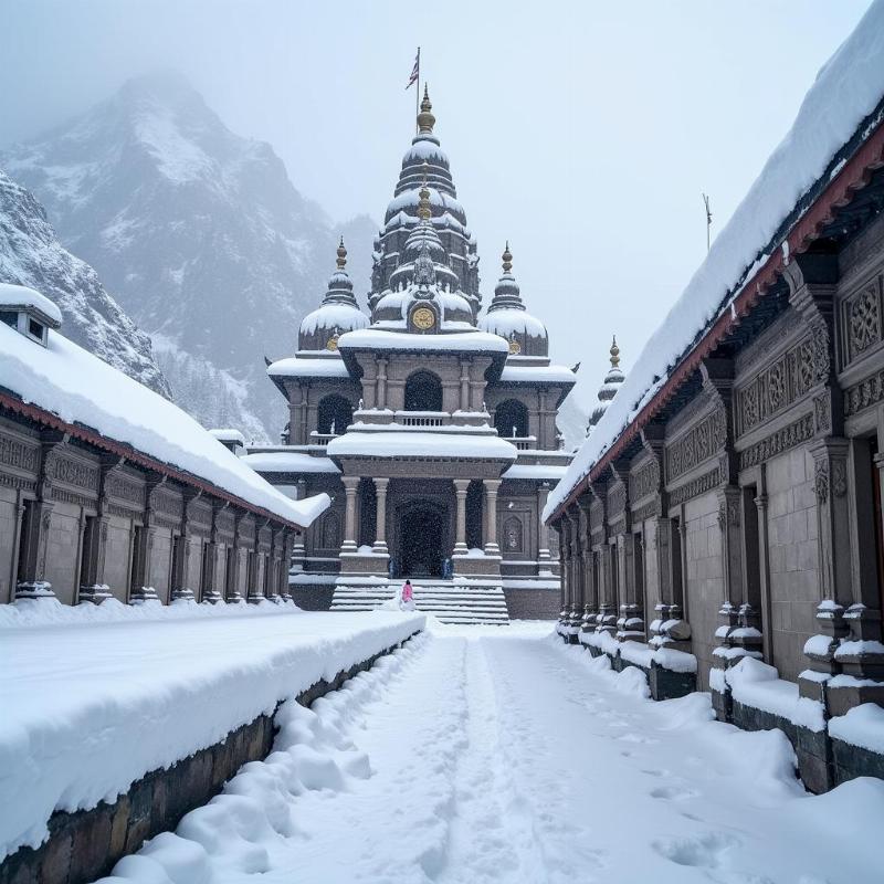 Kedarnath Temple in Snow