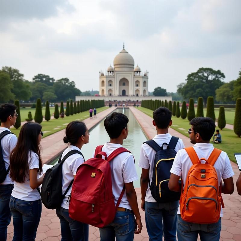 Students on an educational tour in Kolkata