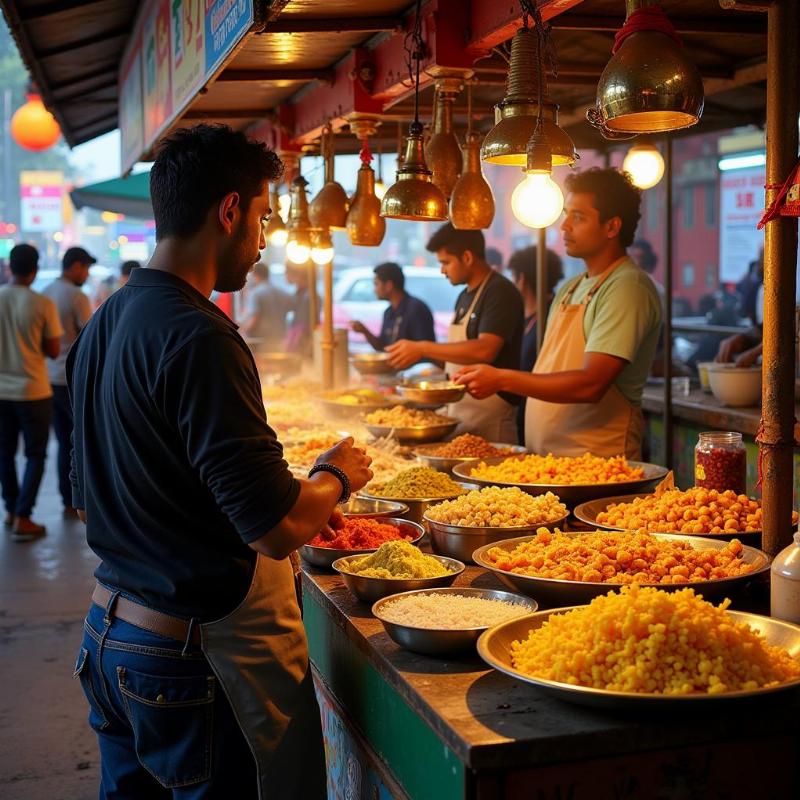 Koramangala street food vendors offering delicious chaat and other snacks.