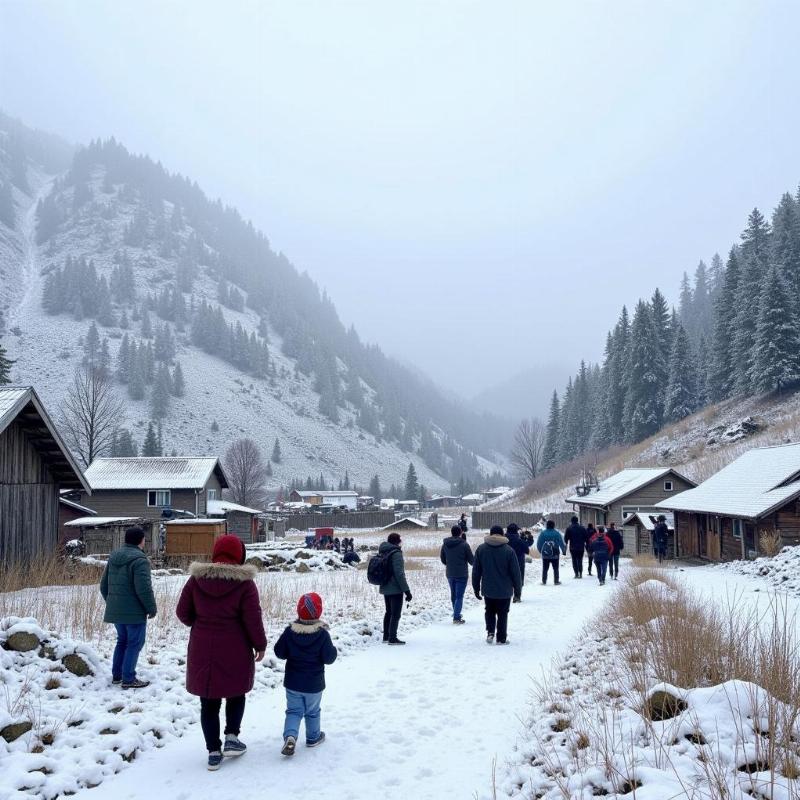 Lambasingi winter snowfall scene