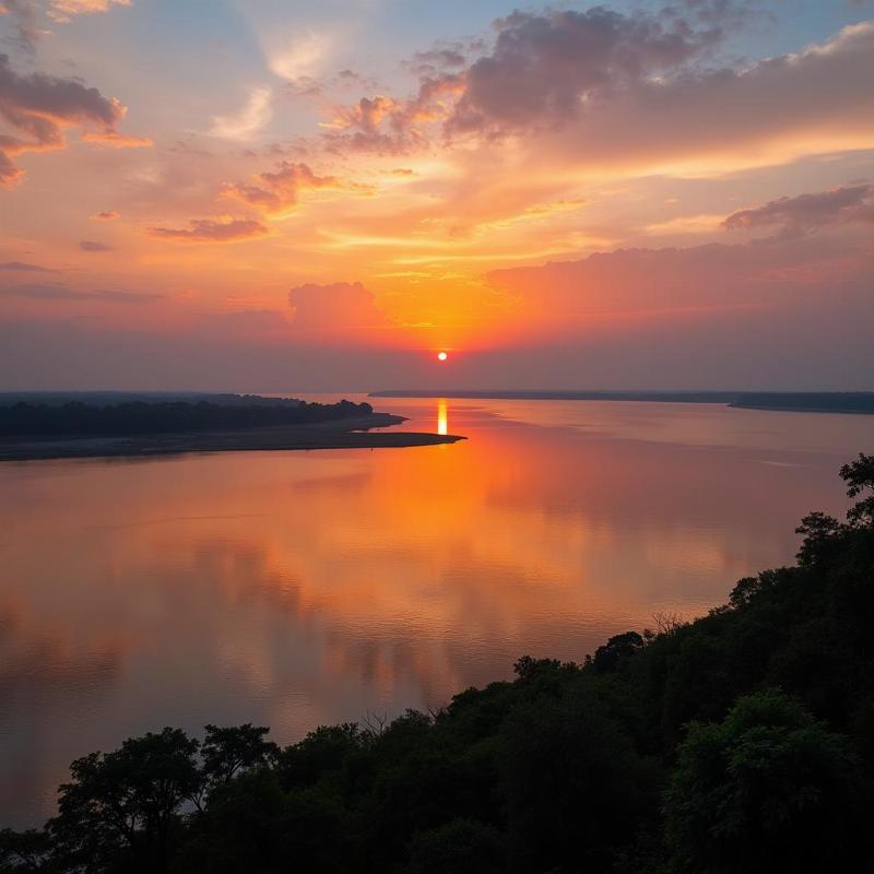 Majuli Island Brahmaputra River Sunset