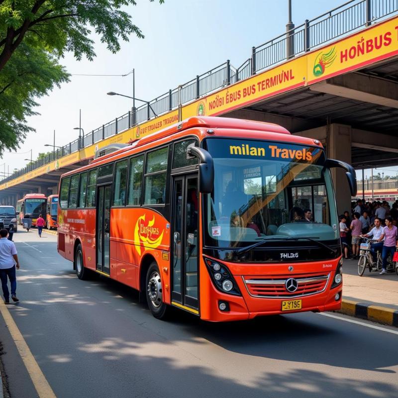 Milan Travels bus arriving in Delhi