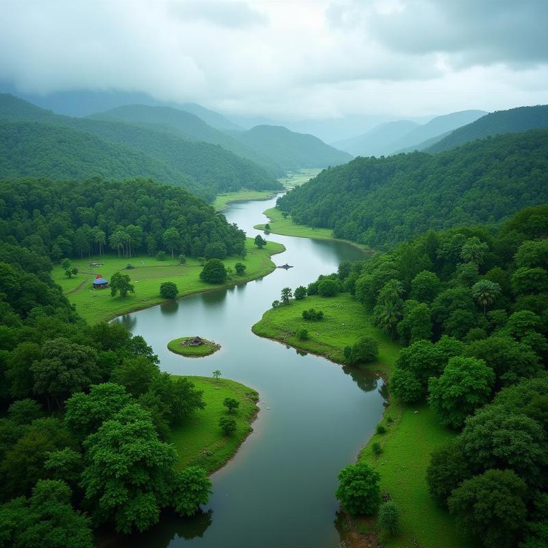 Ranganathittu Bird Sanctuary during monsoon season with lush green vegetation