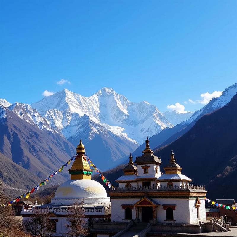 Muktinath Temple against the backdrop of the Himalayas