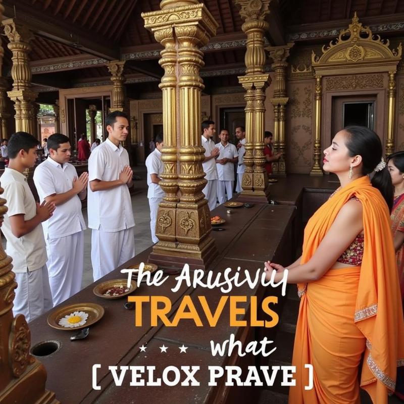 Devotees visiting a temple as part of a Murugan Travels tour.