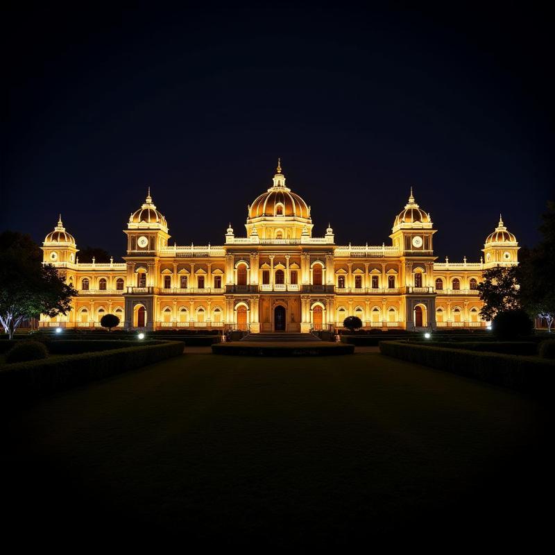 Mysore Palace illuminated at night