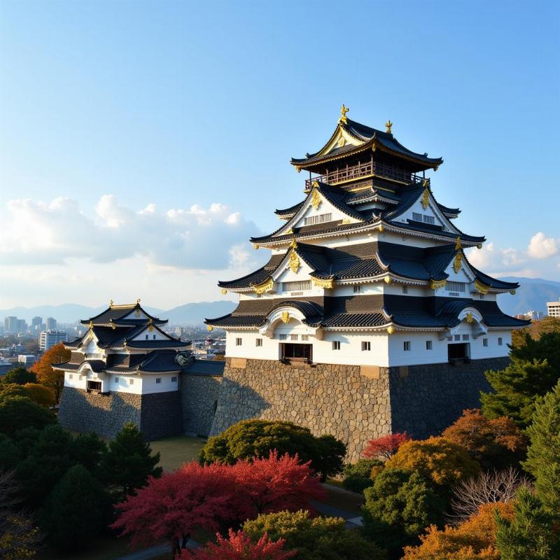 Nagoya Castle Main Keep with Golden Shachihoko