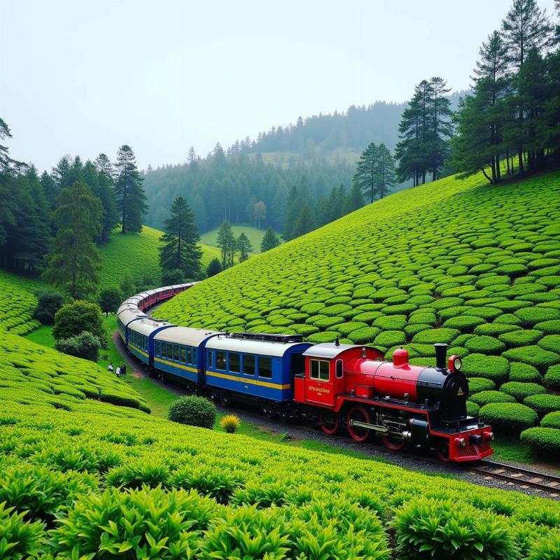 Nilgiri Mountain Railway amidst Ooty Tea Plantations