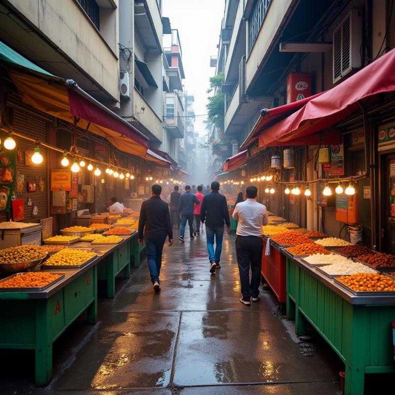 Vibrant street food stalls in Nungambakkam