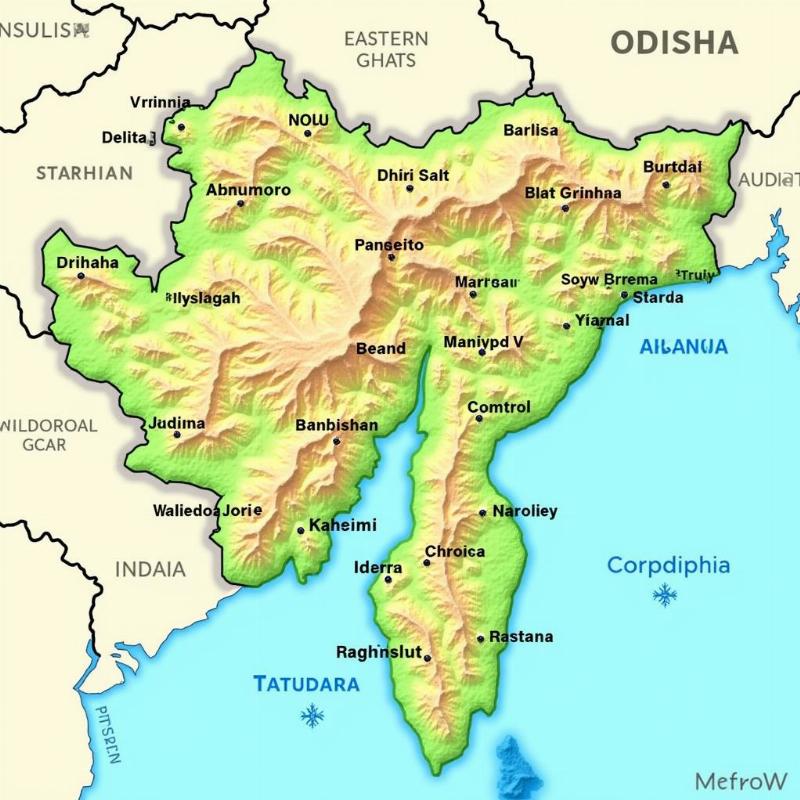 Odisha Physical Tourism Map