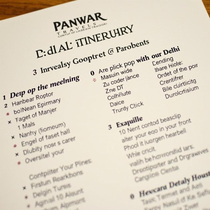 Panwar Travels Delhi - Customized Itinerary Example