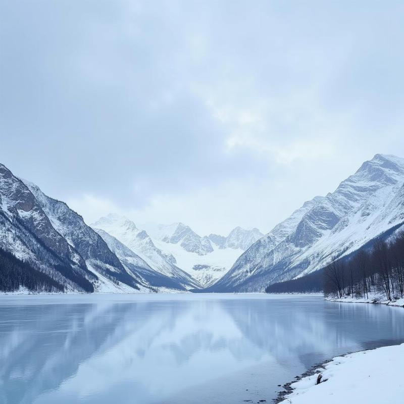 Frozen Saiful Muluk Lake during winter