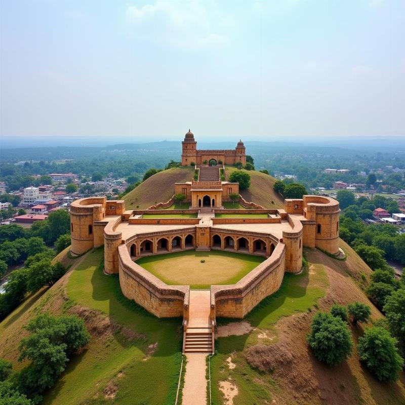 Sangareddy Fort panoramic view overlooking the town and surrounding landscape