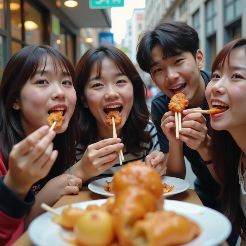 Seventeen trying Korean street food in Nana Tour Ep 1