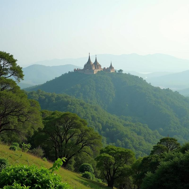 Sonagiri Jain Temples Panoramic View - A panoramic view of the Sonagiri Jain temples perched atop a hill, showcasing the breathtaking landscape and serene atmosphere.