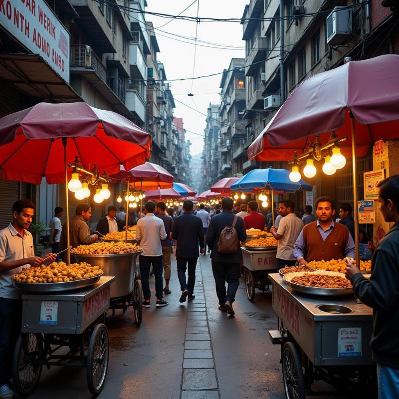 Enjoying the vibrant street food scene at Deckers Lane in Kolkata