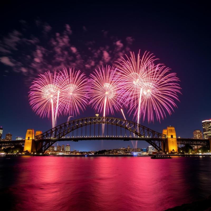 Sydney New Years Eve Fireworks Display over Harbour Bridge