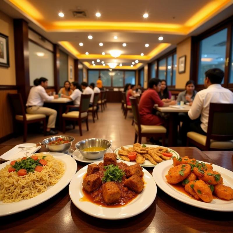 A restaurant inside a Haritha Hotel