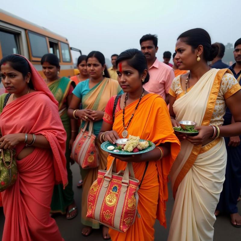 Pilgrims embarking on a journey to Tirupati from Tamil Nadu