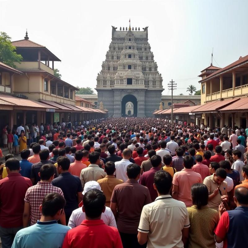 Devotees queuing for darshan at the Tirupati temple