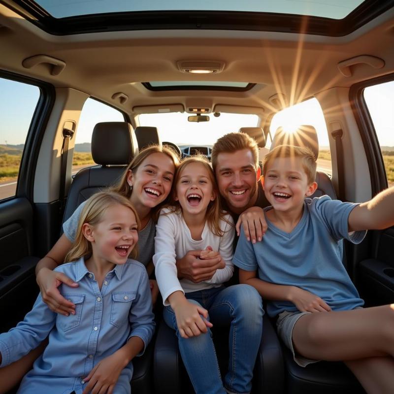 Family enjoying a trip in a Tour H2 Car