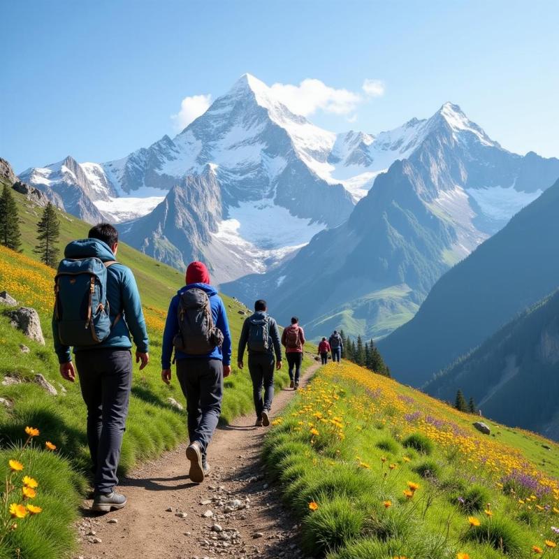 Trekkers on Khaliya Top Trail Munsiyari