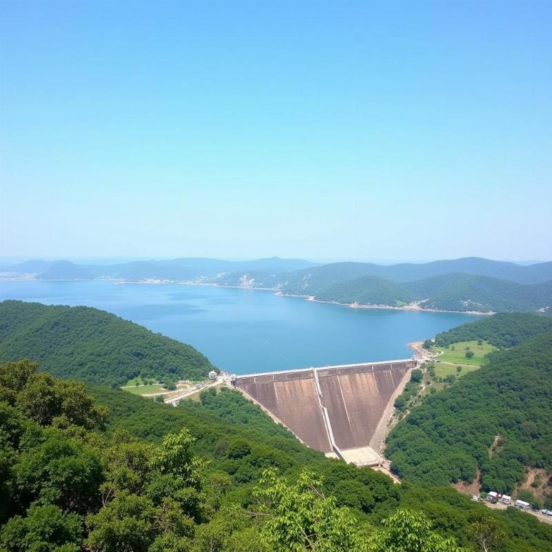 Enjoy the scenic beauty of Tungabhadra Dam while traveling to Mantralayam.