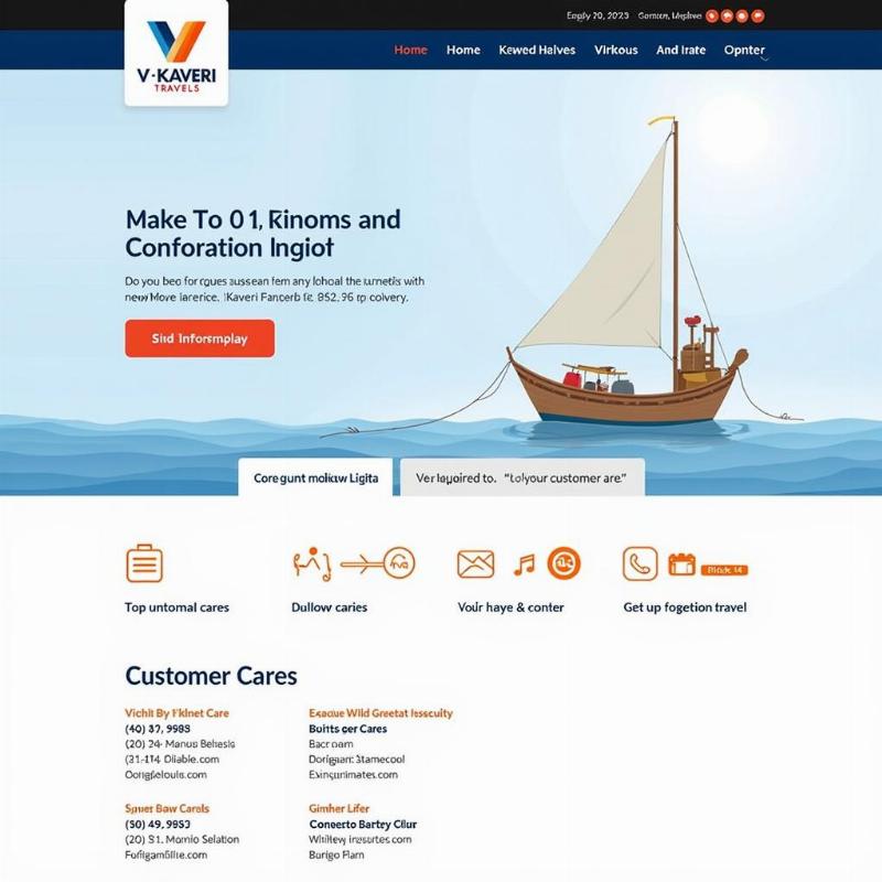 V Kaveri Travels website with highlighted customer care section