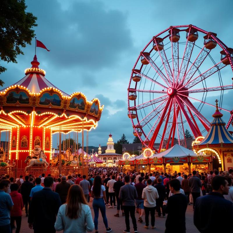 Colorful Rides at a Village Fair