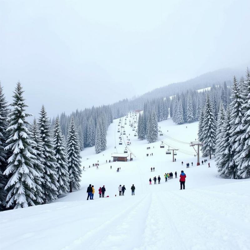 Snowfall in Gulmarg, Kashmir during winter