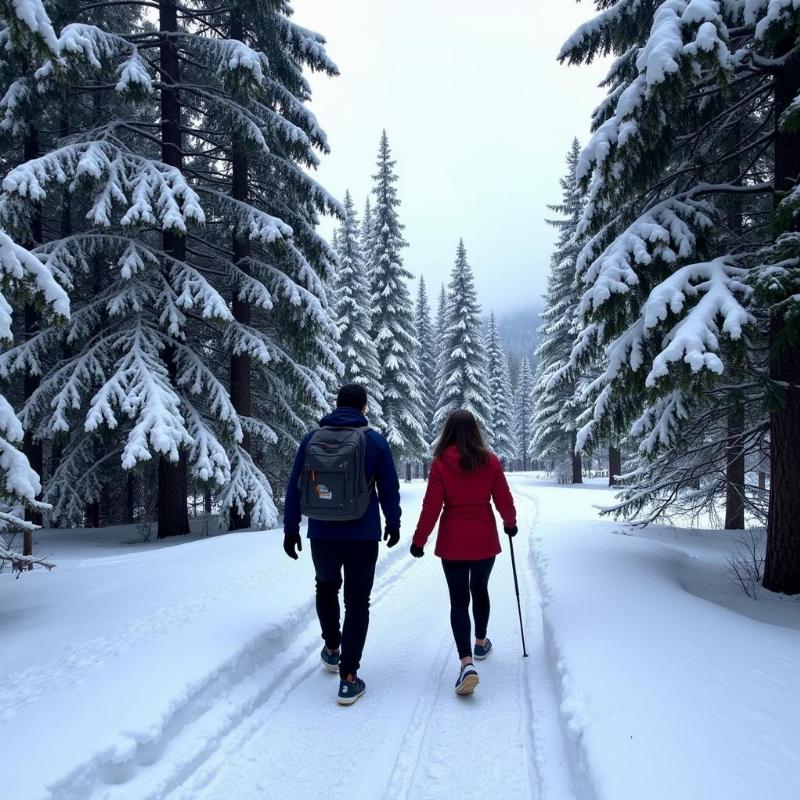 Winter Trekking in Pahalgam's Snow-Covered Forests