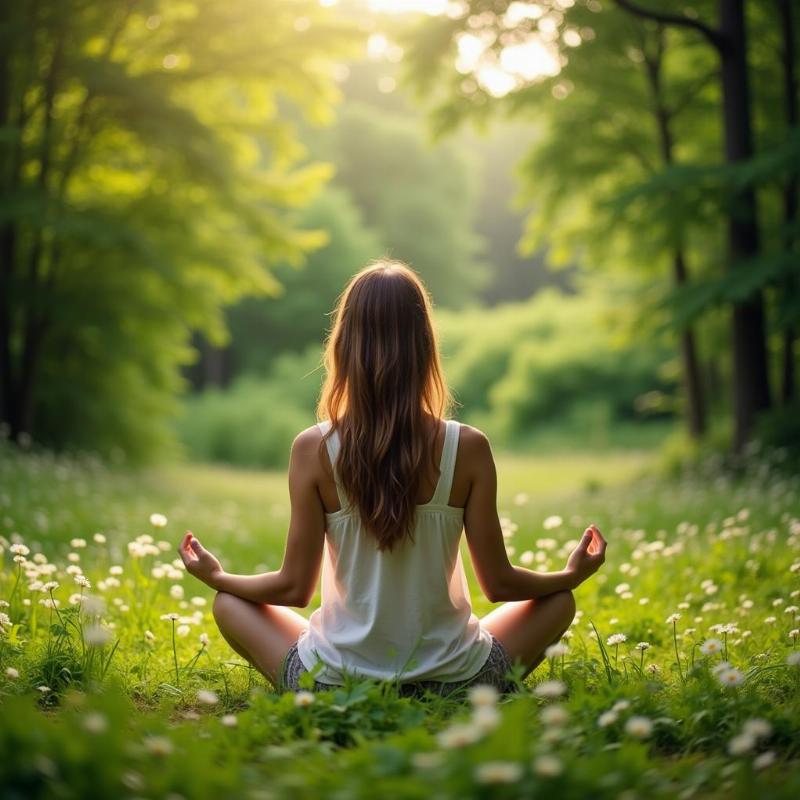 Woman finding inner peace through meditation